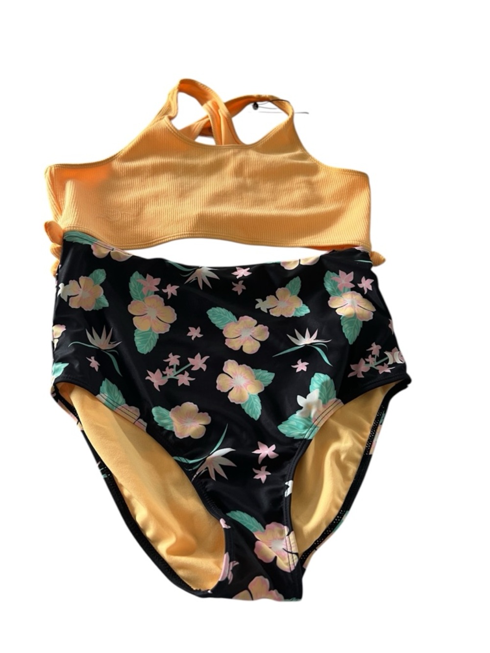Kids Hurley Floral Swim Set in Yellow and Black